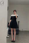 shushutong stitching A-type dress SS22DR08 white